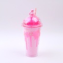 Sakura diamond bear plastic straw cup-450ml