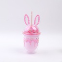 Sakura rabbit plastic straw cup-350ml