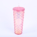Double-layer fish scale pattern plastic cup-720ml