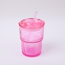 Simple Vertical Straw Glass Coffee Mug 450-ML
