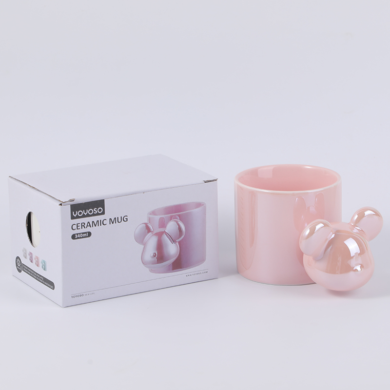Pearly lustre colorful bear ceramic cup-340ml