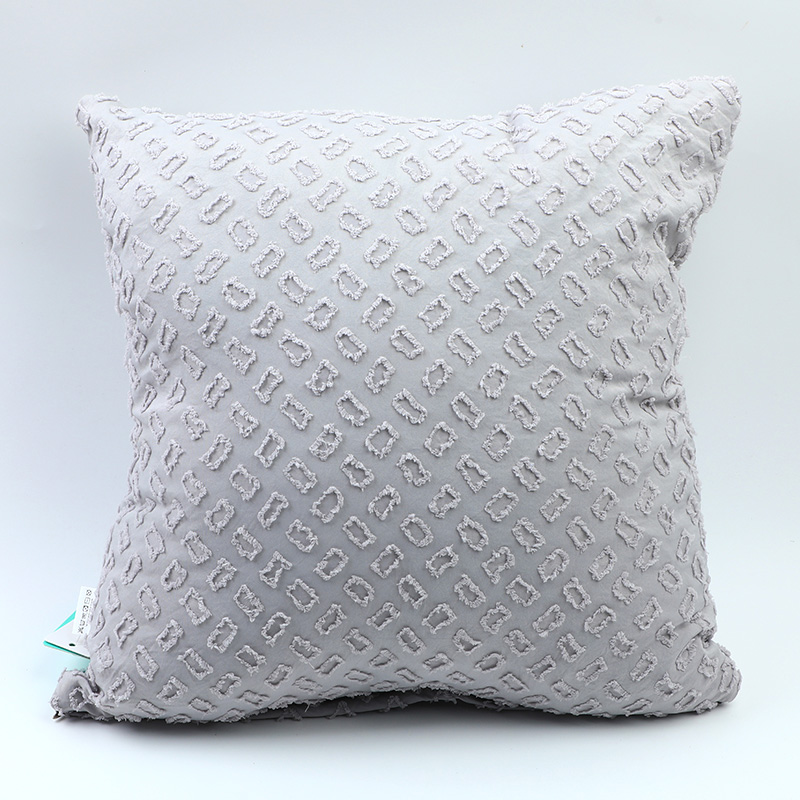 Simple embossing floral throw pillow-grey