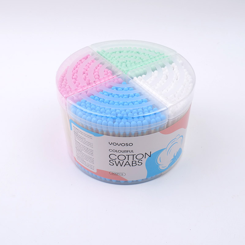 500pcs Four Compartments Combination Colourful Cotton Swabs