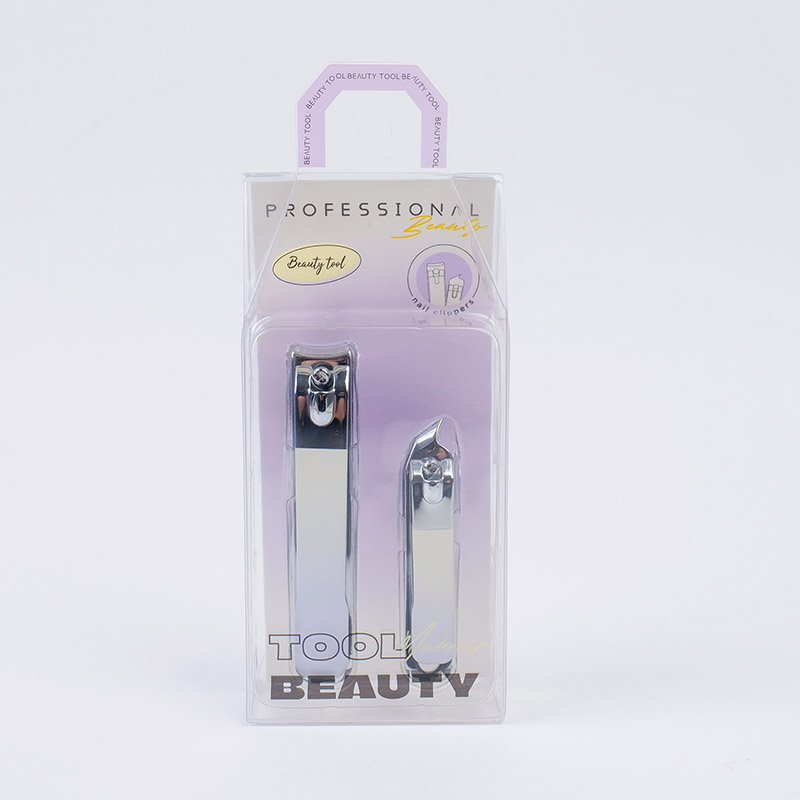 Nail Clipper 2pcs (Large Flat Mouth + Small Slanted Mouth) Purple