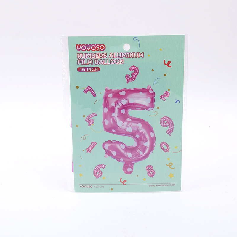 16 inch Number Aluminum Foil Balloon Powder Print-5-1pcs