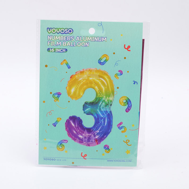 16 inch Small Numbers Aluminum Balloon Rainbow-3-1pcs
