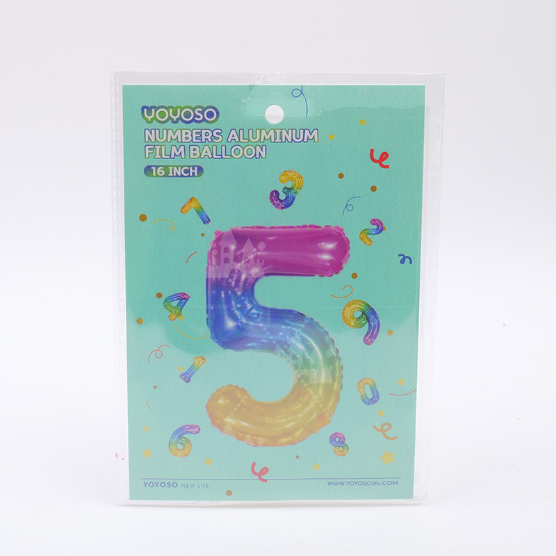 16 inch Small Numbers Aluminum Balloon Rainbow-5-1pcs
