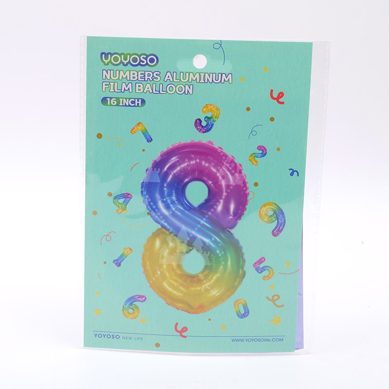 16 inch Small Numbers Aluminum Balloon Rainbow-8-1pcs