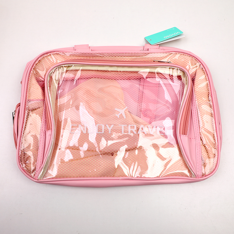 Portable handbag with shoe pocket-pink