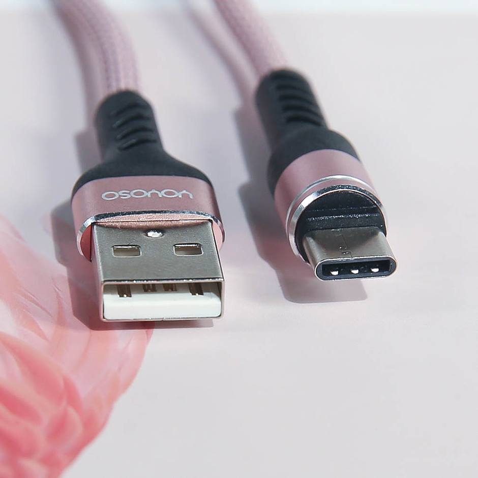 Simple fabric weaving TYPE-C data cable-pink(100cm)