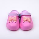 Rosy red + purple bow Children's flip-flops - 34-35