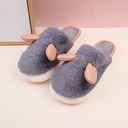 Cute rabbit ears men's cotton slippers-grey 42-43