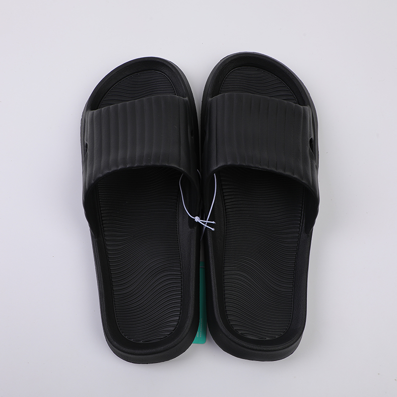 Striped comfortable men's household slipper black size 43-44