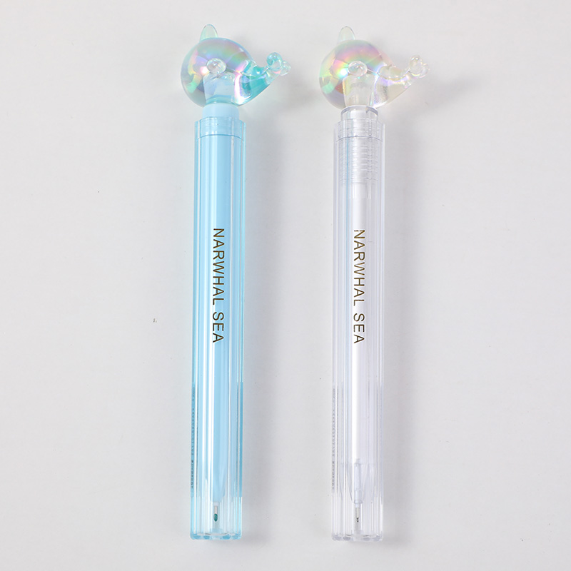 Crystal single-horned whale gel pen-black