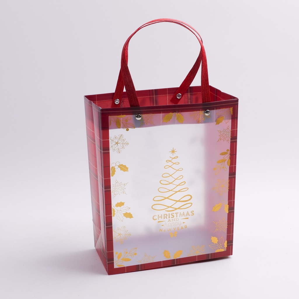 Christmas Series - Gold-stamped Vertical Large PP Gift Bag