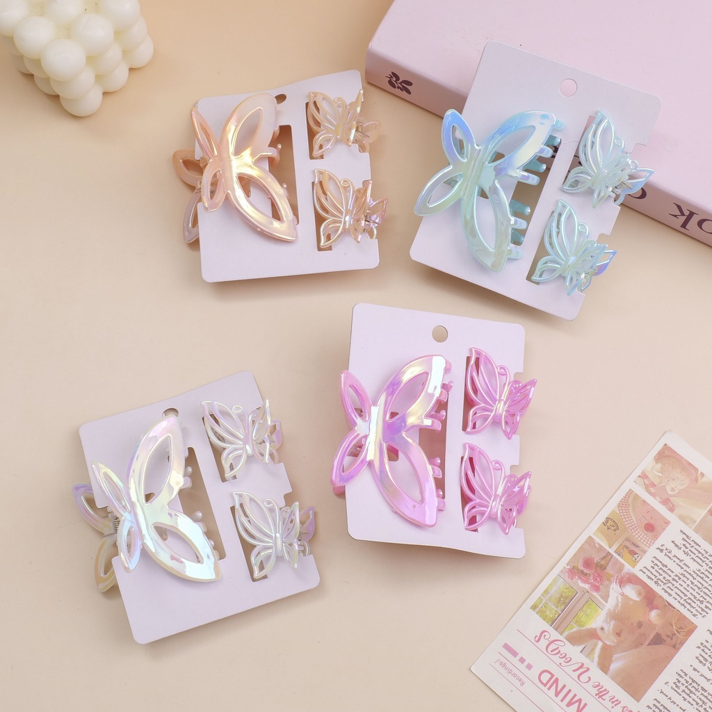 Laser Set 3D Butterfly Hair Claw Clip - 3 Pieces