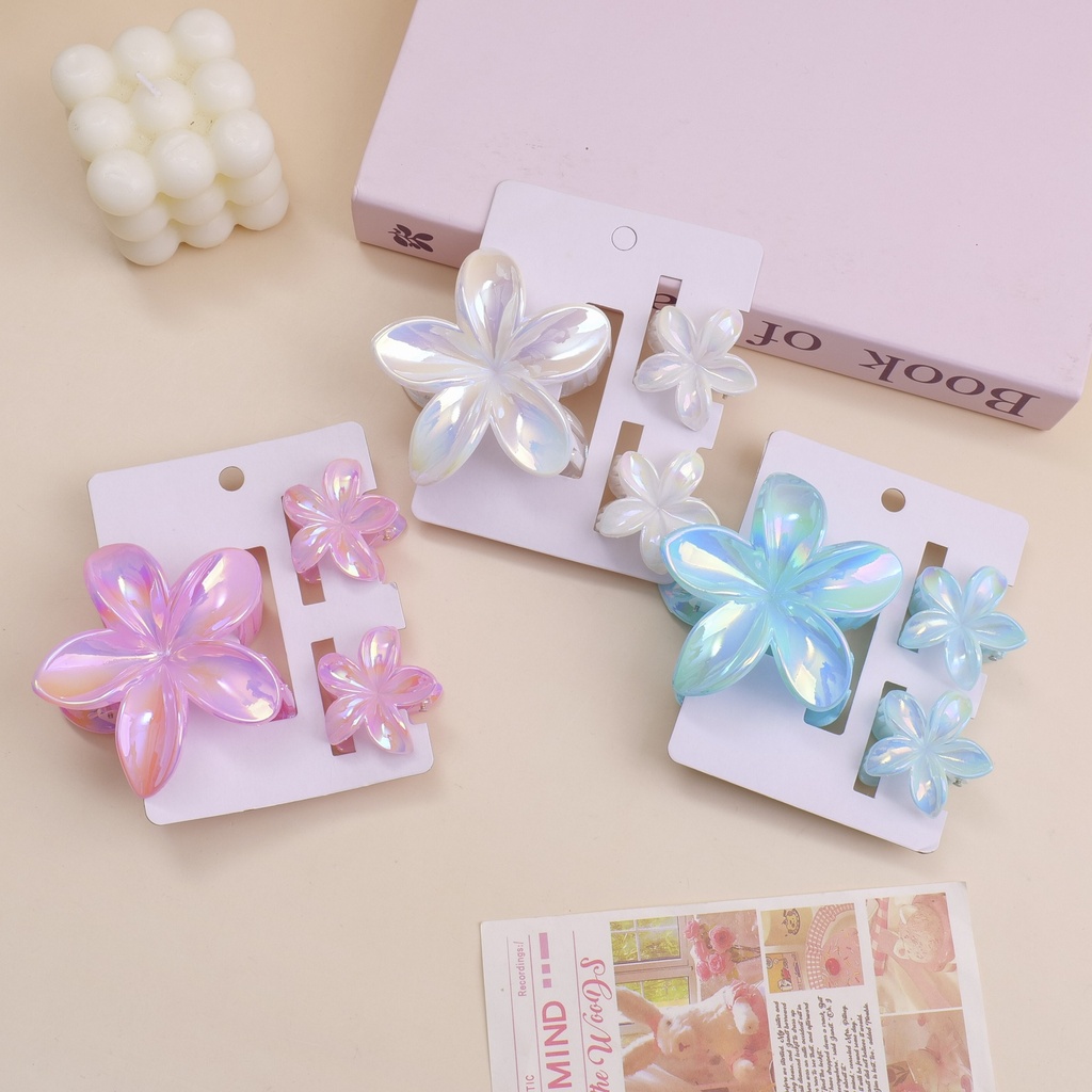 Laser Set Plumeria Hair Claw Clip - 3 Pieces