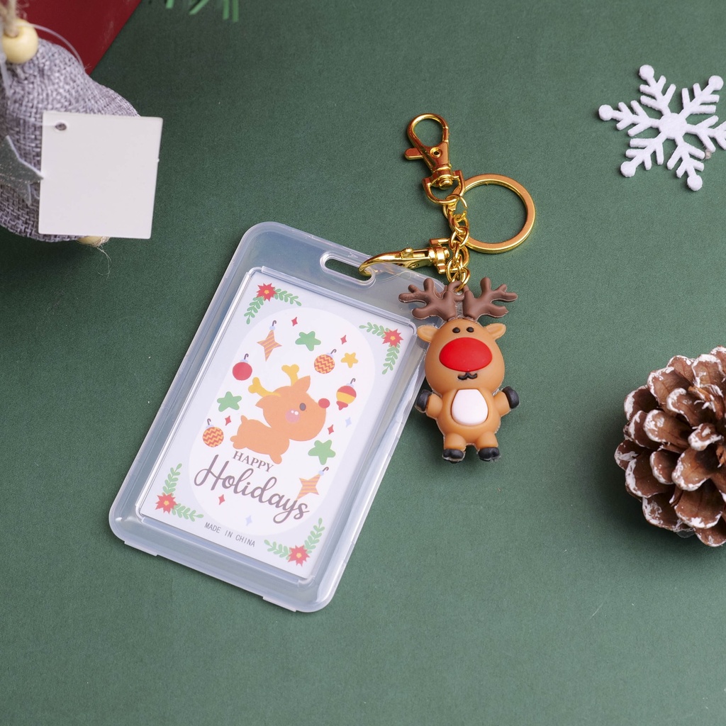 Christmas series card holder with doll