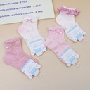 Pink lace bow children's mid-calf socks M