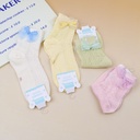 Solid color mesh bow children's mid-calf socks XL