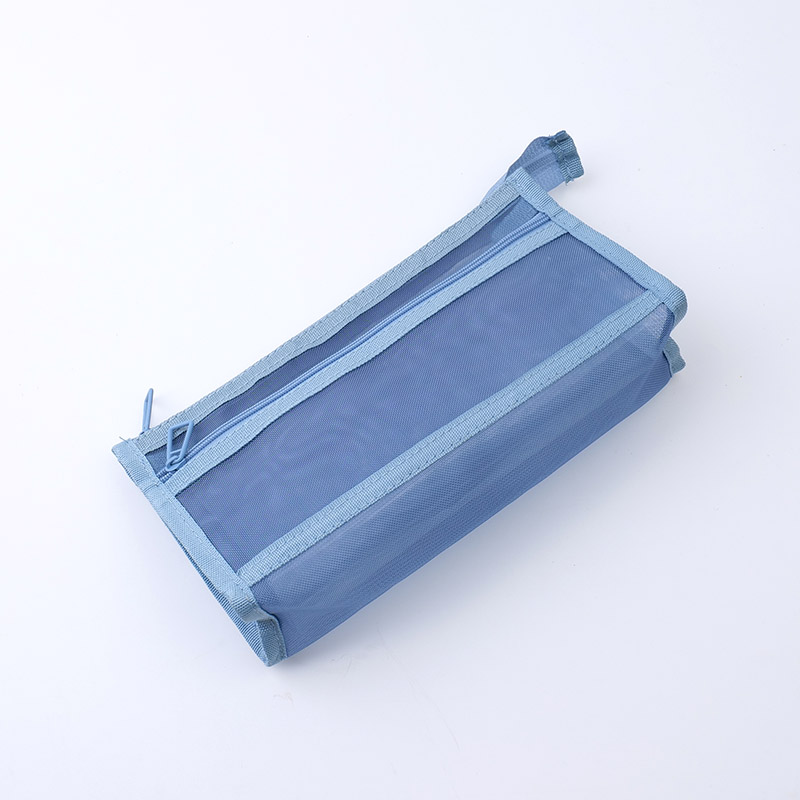 Double trapezoid mesh pencil bag