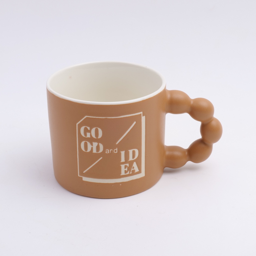 Simple pearl handle mug 350ml- brown