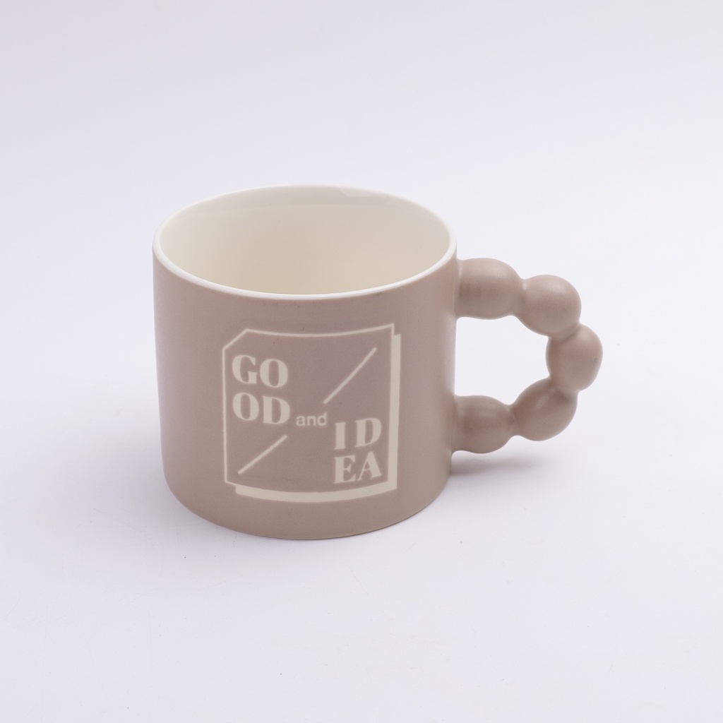 Simple pearl handle mug 350ml- light grey