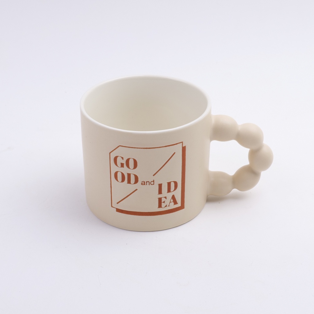 Simple pearl handle mug 350ml- beige