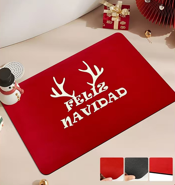 Christmas Reindeer Antlers Alphabet Bathroom Mat