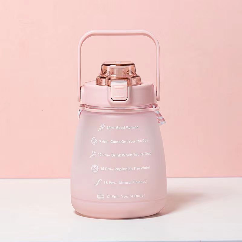 Gradient Color Sports Plastic Straw Cup-1.3L