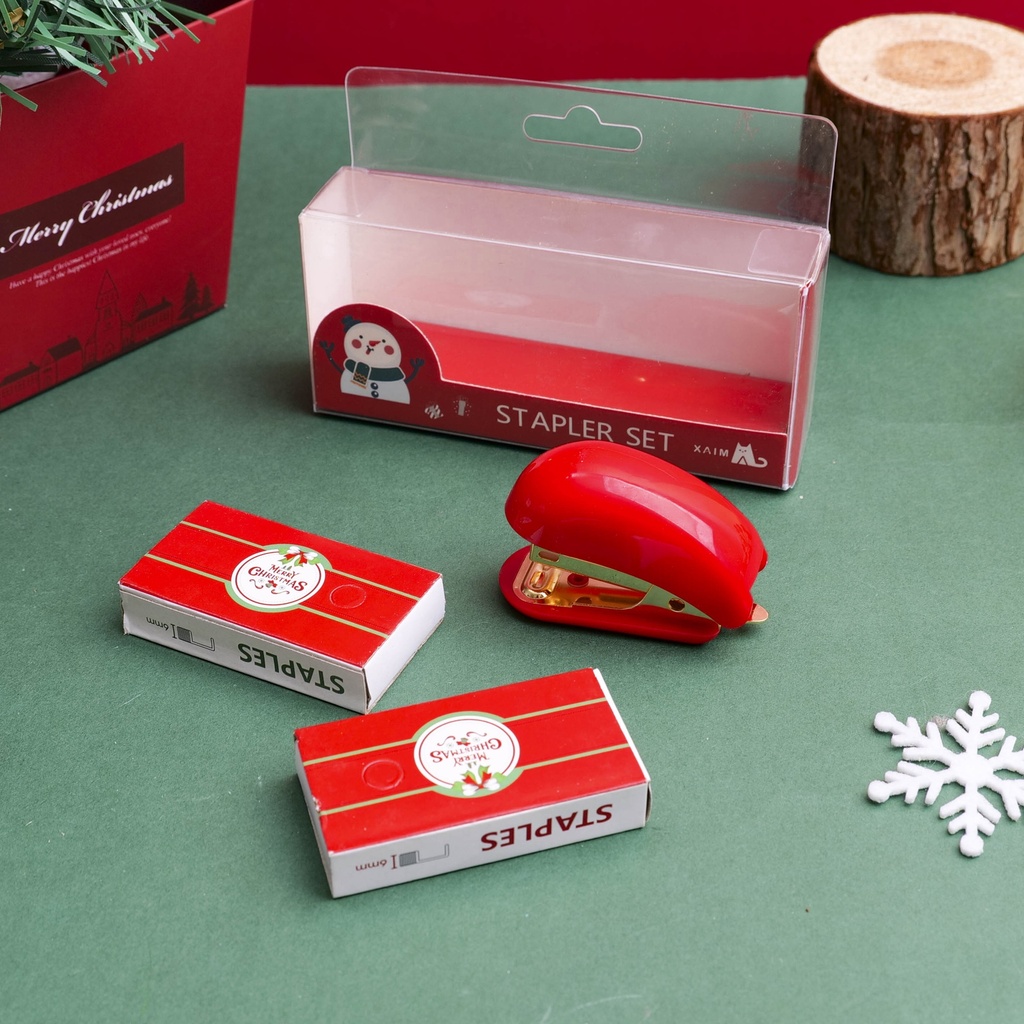 Christmas series red stapler with 2000pcs rose gold staples
