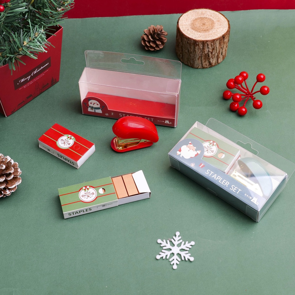 Christmas series green stapler with 2000pcs rose gold staples