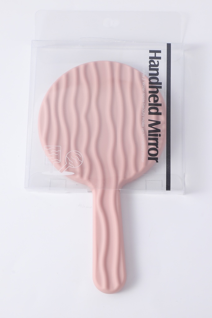 Round wavy frosted beauty mirror with handle
