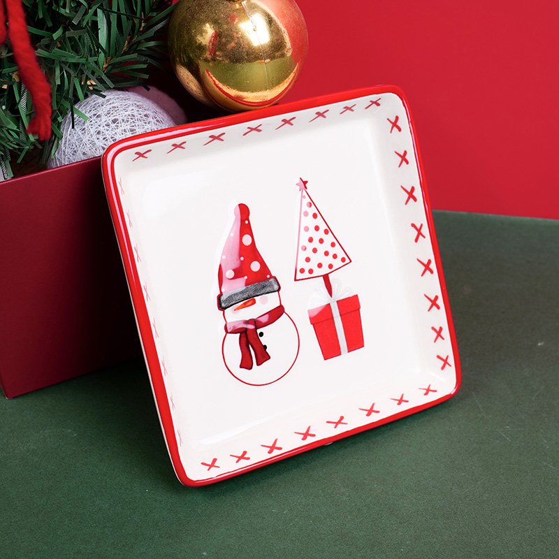 Christmas series snowman square plate