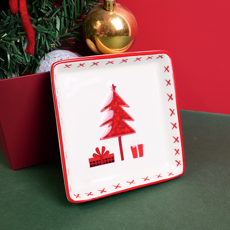 Christmas series christmas tree square plate