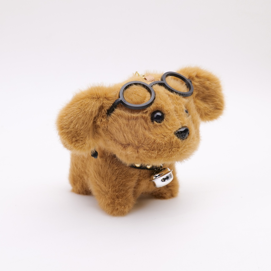 Glasses puppy plush keychain