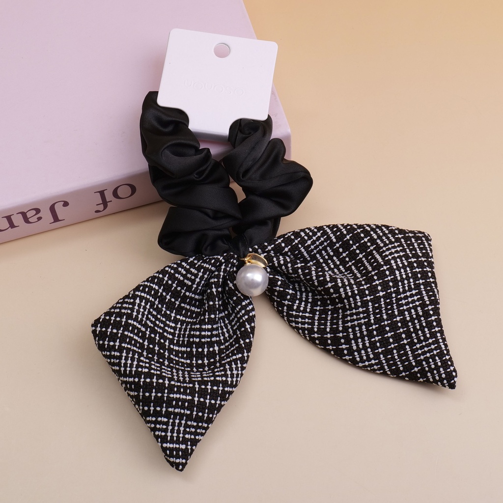 Checkered Series Pearl Streamer Hair Tie