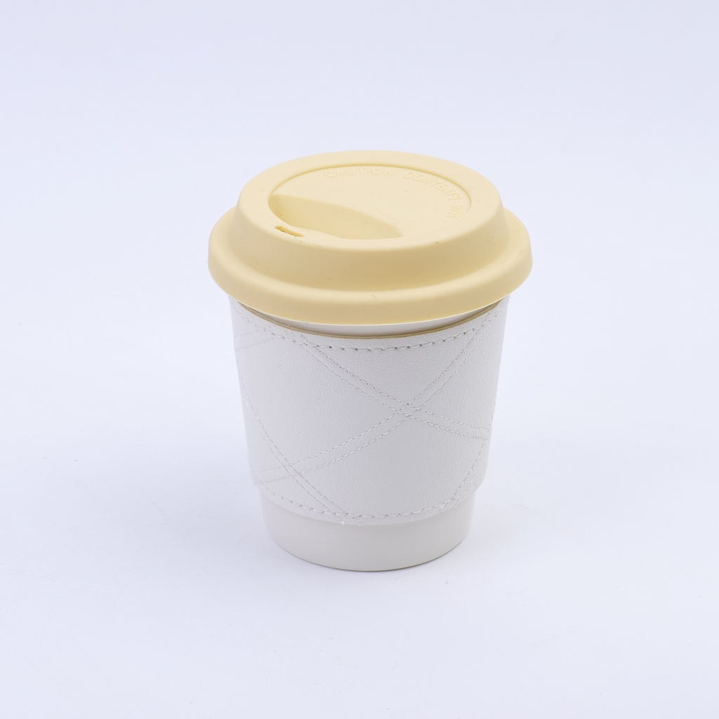 Simple leather mug - White