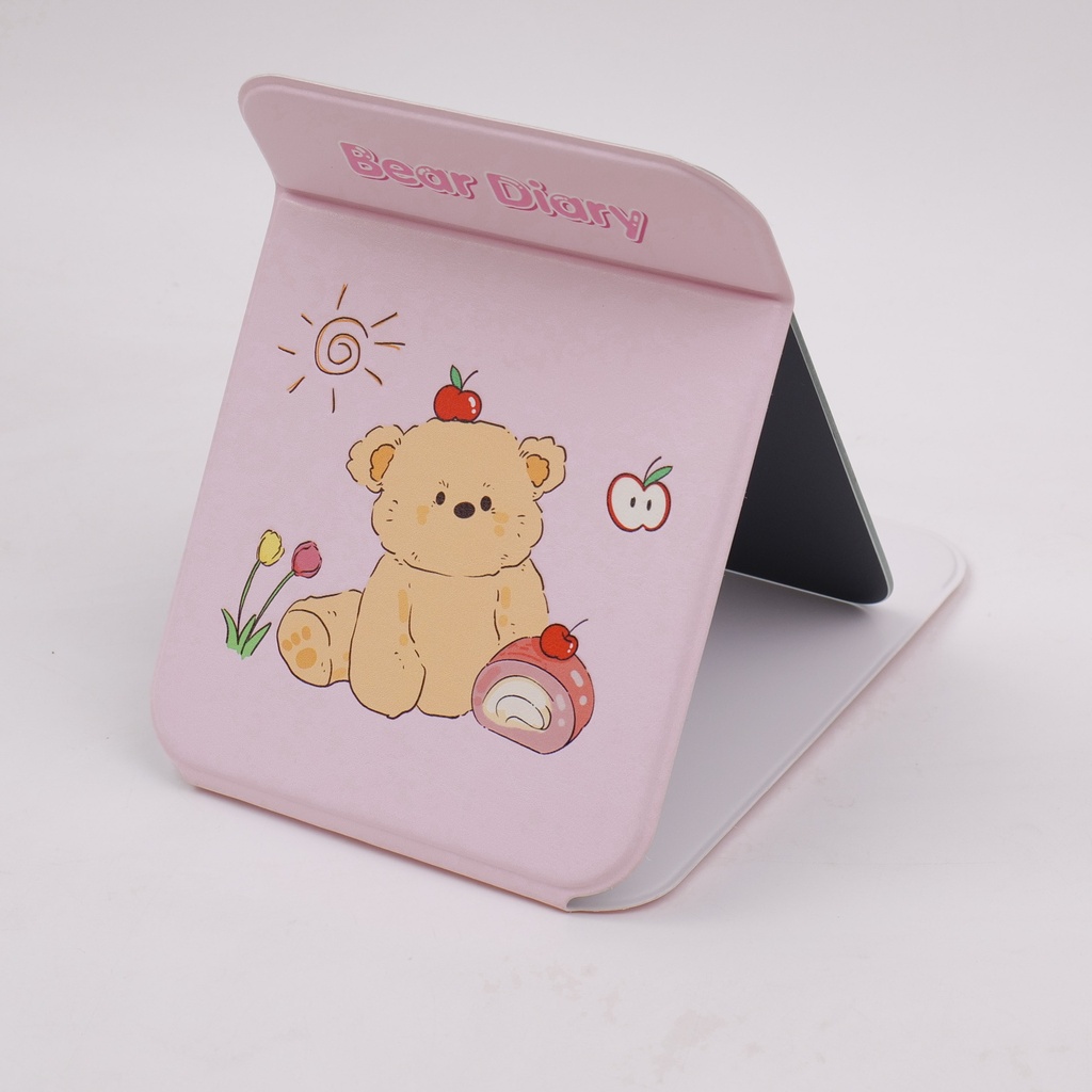 Outing Bear-themed Foldable Leather Mirror - Large Size
