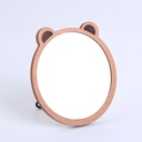 Wooden bear head tabletop cosmetic mirror
