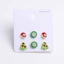 Christmas series snowflake christmas tree stud earrings-3 pairs