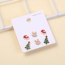 Christmas series hat christmas tree stud earrings-3 pairs