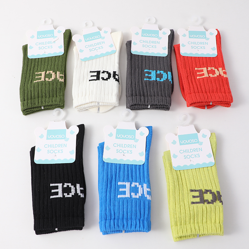 Bright letters children's mid-calf socks size M-two pairs