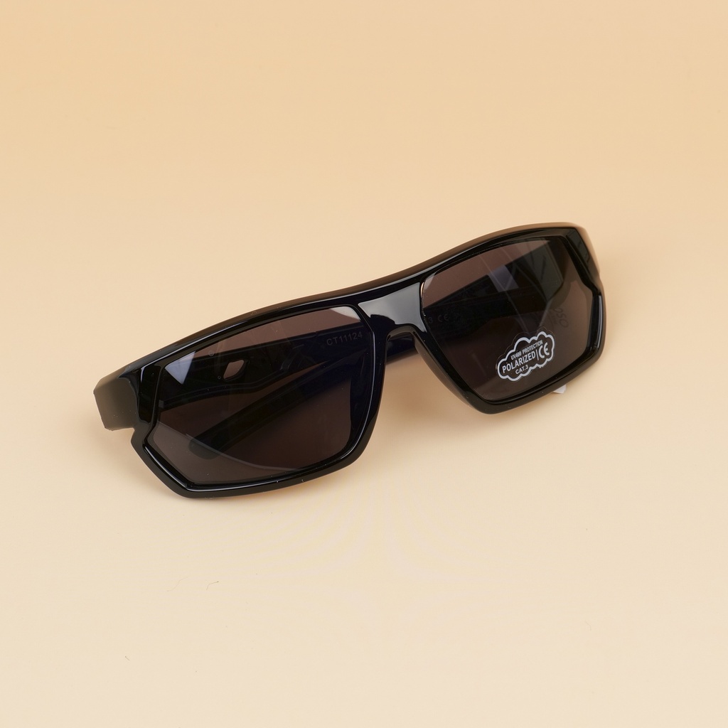 Narrow frame sports cycling polarized sunglasses for children - black