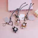 Leopard-print Long-eared Rabbit Keychain