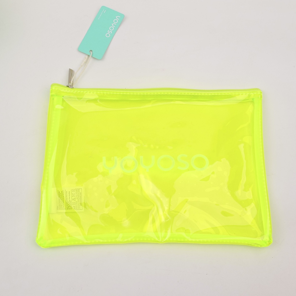 Color-transparent Large Flat Makeup Bag - Yellow