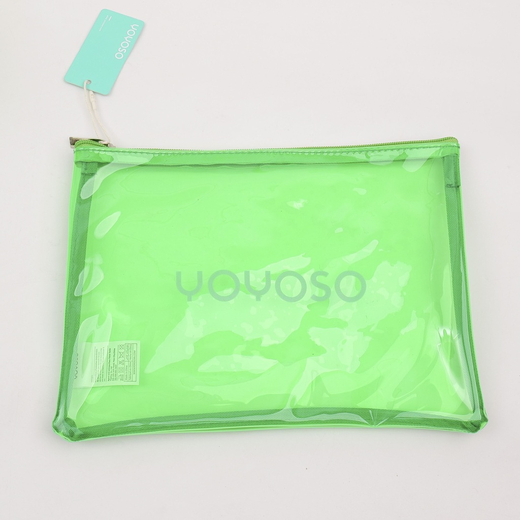 Color-transparent Large Flat Makeup Bag - Green