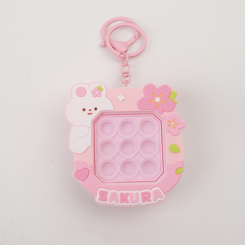 Soft and Adorable Cherry Blossom Cat Rabbit Button Fun Keychain