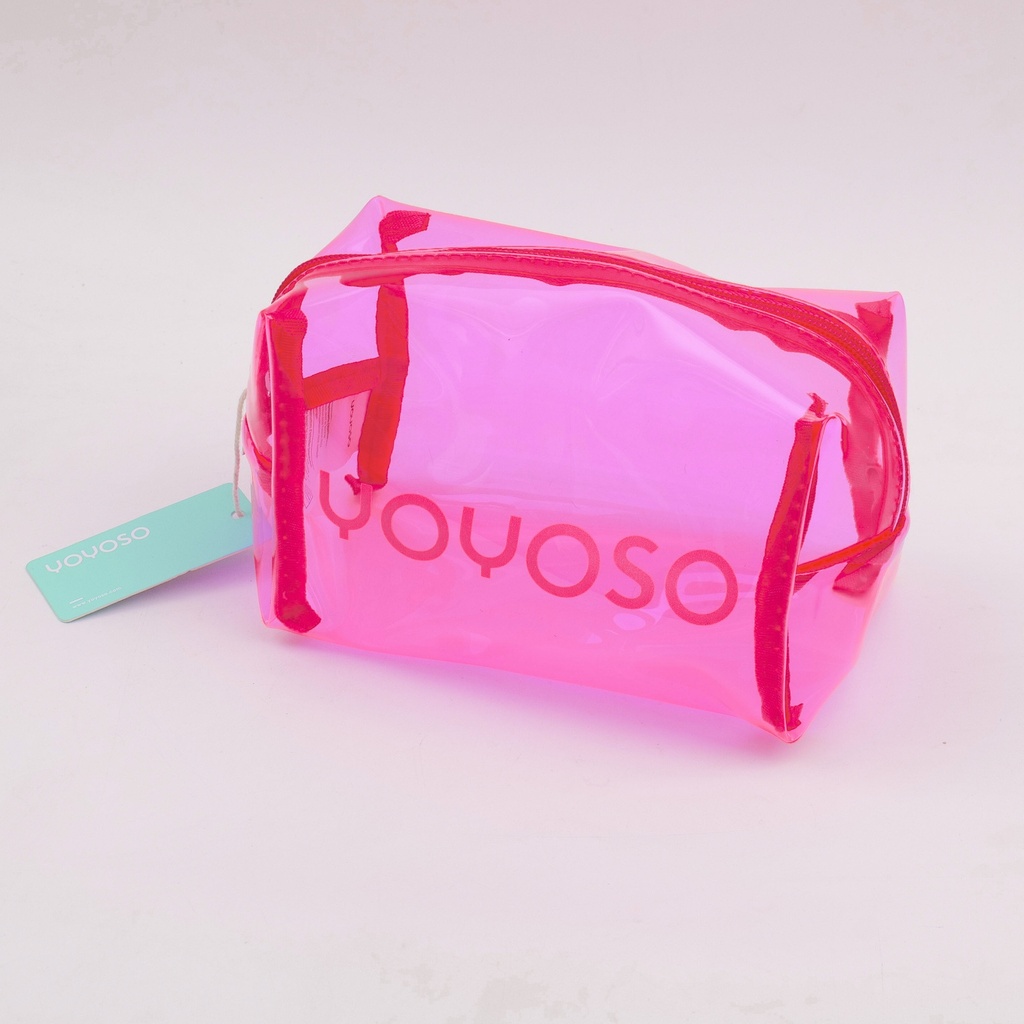 Color-transparent Pillow-shaped Makeup Bag - Rose Red