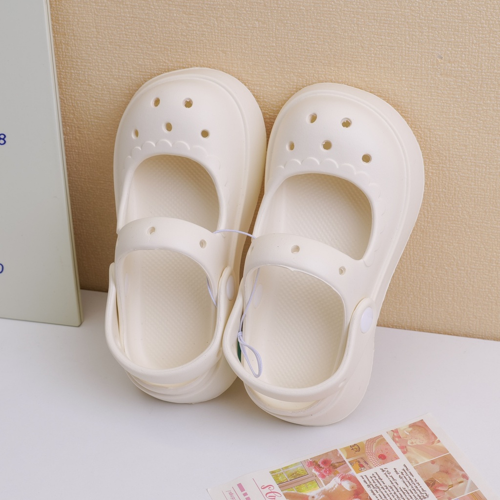 Solid color Mary Jane children's hole shoes white 190